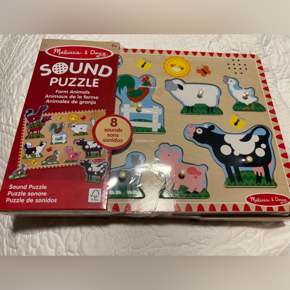 Brand New Double Pack Melissa & Doug Farm Animals Sound Puzzle